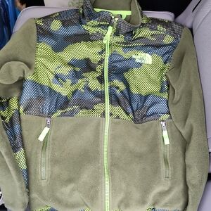 The North Face Green and Neon Patterned Fleece Jacket